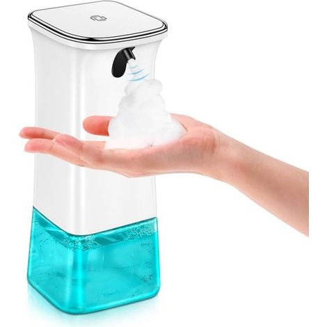 Dispensador automático de jabón en espuma, dispensador de jabón de 350 ml con sensor inteligente sin contacto para cocina, baño u oficina (blanco) - Crezuo