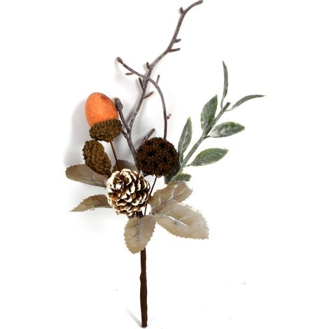 Rametto natalizio artificiale con decorazioni, con ghirlande e pigne da 37 cm -Rametti con Pigna Aperta (1/3)