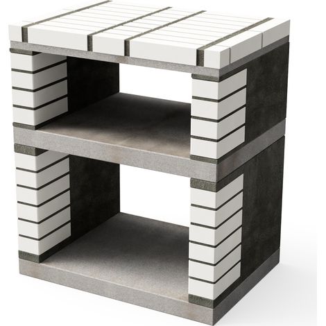MOVELAR - Caballete lateral del módulo Lima para Barbacoa de Obra Prefabricada (Gris, blanco - 74 x 53 x 53 cm) - Uso en Exteriores (1/2)