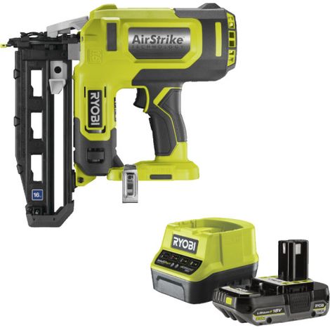 Confezione RYOBI Chiodatrice ad aria compressa R16GN18-0 - 18 V OnePlus - 1 batteria 2,0Ah - 1 caricatore rapido RC18120 (1/5)