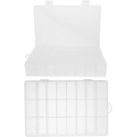 2 Pièces Boîte à Strass Boîte à Perles Multi-grilles Rectangulaire 24 Compartiments en Plastique Transparent, Rangement Sûr Couvercle, pour Bagues et Colliers, Usage Intérieur (1/5)