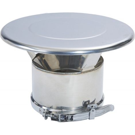 TEN – Finition chapeau plat inox 100-150 – Accessoire pour fumisterie – Utilisation gaz, fioul, charbon, bois, granulés de bois