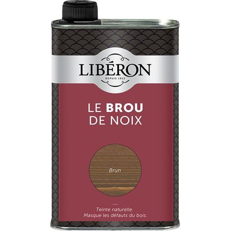 Brou de noix 500ml brun foncé – Teinte pour bois dur – Application facile au pinceau – Finition satinée durable – Liberon