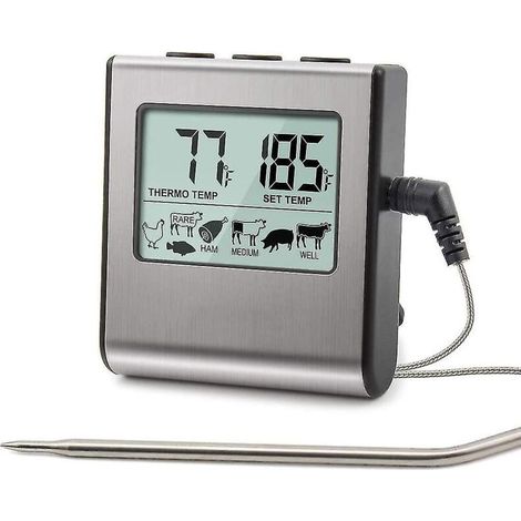 Thermomètre numérique barbecue – Grand écran LCD – Sonde acier inoxydable pour cuisson précise des viandes – Modèle Tp-16 (1/5)