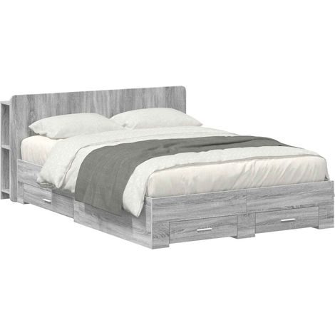 Estructura de cama con almacenamiento gris 140 x 200 cm (1/5)