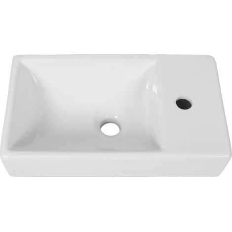 Lave mains en céramique, rectangulaire VITA blanc (Gauche) l.45 x P.100 x L26 cm – LPP (1/5)