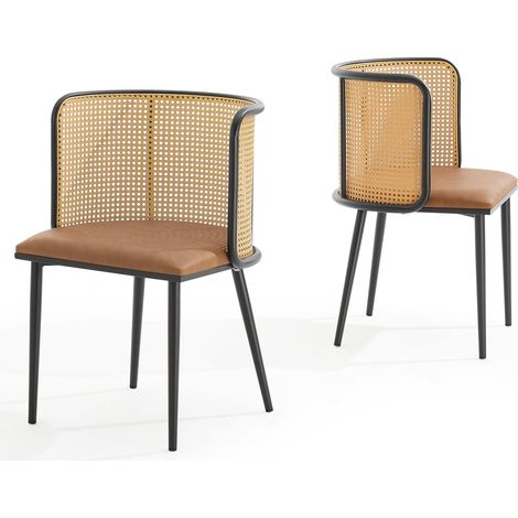 Set di 2 sedie da pranzo soggiorno design moderno cucina 75 x 52 x 49 cm marrone nero 030009611
