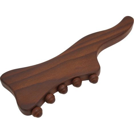 Gua Sha en Bois de Hêtre, Outil de Massage 5 Pointes pour Dos, Nuque et Épaules, Améliore la Circulation Sanguine (1/5)