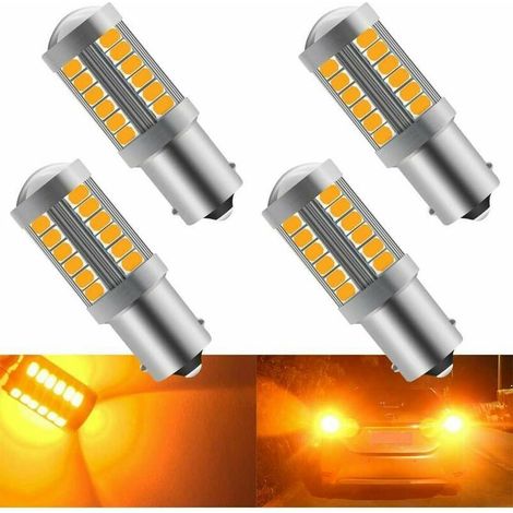 VURAHOME - 4pcs auto LED ampoules, 900LM super lumineux avant et arrière de direction feux indicateurs de direction ampoules 12-30v 3.6w (1156 BA15S P21W 5630 33SMD) (1/5)
