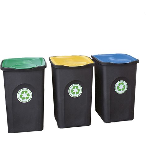 Tris Pattumiera contenitori bidoni Raccolta Differenziata Set 3Pz pub bar ristoranti casa giardino 50 litri (1/5)