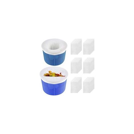 Lot de 30 chaussettes de piscine réutilisables et extensibles, filtre anti-poussière et anti-pollution pour piscine, spa, pompe, panier, blanc (1/4)