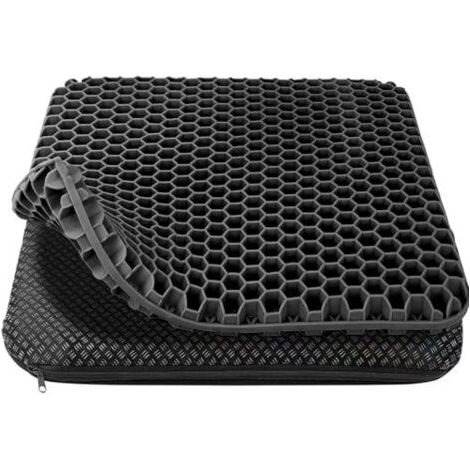 Coussin de siège en gel, orthopédique – doux et confortable avec housse en tissu lavable et antidérapante, adapté aux chaises de bureau, fauteuils roulants, sièges de voiture, noir