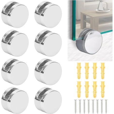 8 Pièces Miroir Clips en Alliage de Zinc, Support Mural pour Miroir et Verre de 3-7mm D'épaisseur, avec 8 Vis en Acier Inoxydable et 8 Chevilles (1/5)