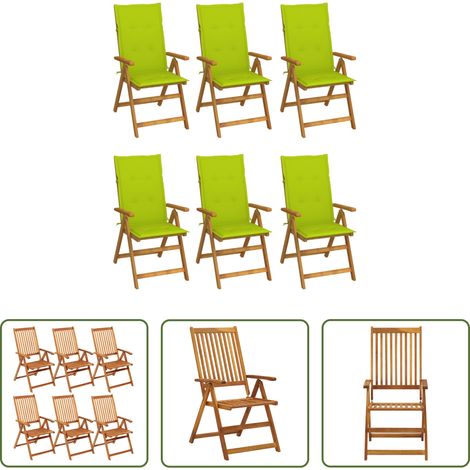 vidaXL Akazienholz -  Klappbare Gartenstühle 6 Stk. mit Auflagen Massivholz Akazie