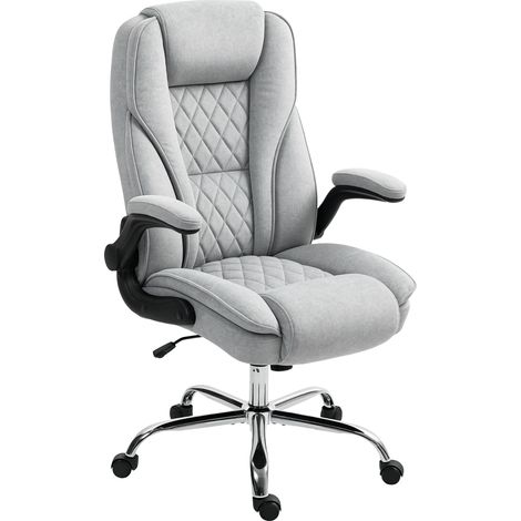 Ergonomischer grauer Bürostuhl, höhenverstellbar, klappbare Armlehnen, 70 x 70 x 114–122 cm
