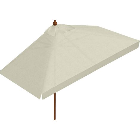 Ombrellone da Giardino 1,5x3 m Palo Ø57 mm Mezzaluna in Legno Telo in Acrilico Ecrù (1/5)