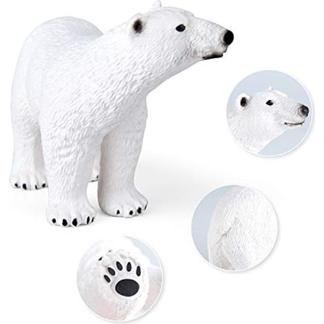 Lot de 8 figurines d'ours polaires réalistes, miniatures, pour décorations de Noël, de ferme ou de gâteau d'anniversaire. (1/3)