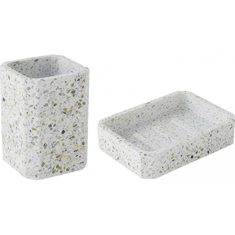 Set salle de bain terrazzo 2 pièces porte-savon (1/4)