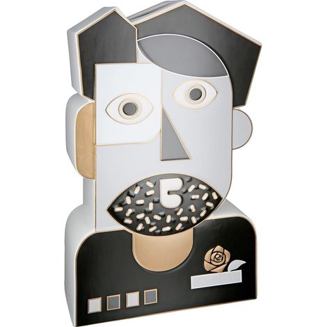 Vase décoratif avec Motif de Visage - Objet d'art décoratif - Vase Facial en céramique - Décoration de Salon - Cadeau d'anniversaire - Noir et Blanc - Hauteur 41 cm (1/4)