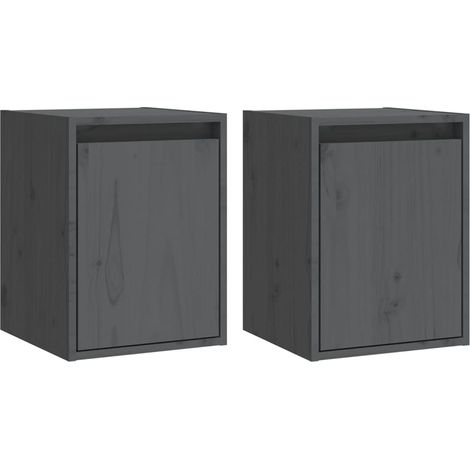Maison Exclusive - Pensili 2 pz Grigi 30x30x40 cm in Legno Massello di Pino