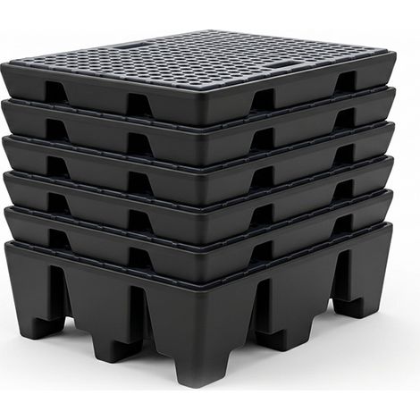 Lot de 6 - bac de rétention palette europe - Éco-caillebotis plastique - plast'up rotomoulage (1/5)