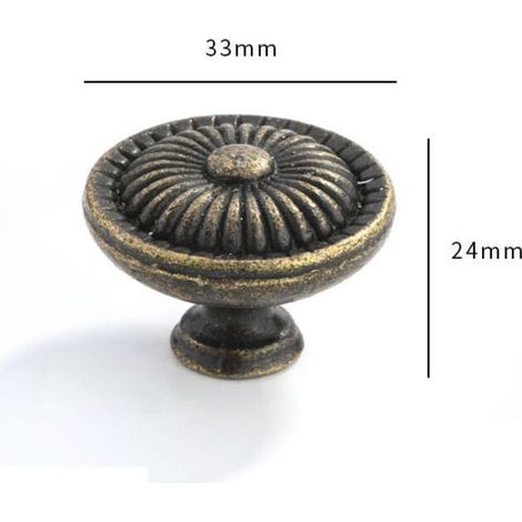Set mit 10 runden, antiken Messing-Schrankknöpfen im Vintage-Stil, für Kommoden, Schubladen, Küchenmöbel, klassisch-rustikaler Stil, Türgriff mit einem Loch (1/5)