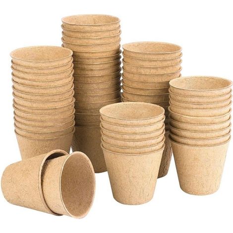 Gobelets de semis en pulpe - 50 pièces - Grand format 8 x 8 cm - Gobelets de semis en pulpe - 50 pièces - Grand format 8 x 8 cm (1/5)