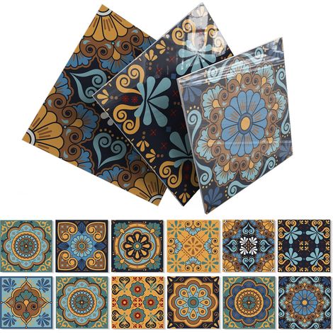 12 Feuilles De 15 X 15 Cm, Autocollants Muraux Auto-AdhéSifs Pour Carreaux De Style EuropéEn, Papier Peint ImperméAble Et RéSistant à L'Huile Pour Chambre à Coucher Papier Peint Pour Animaux De Compag (1/5)