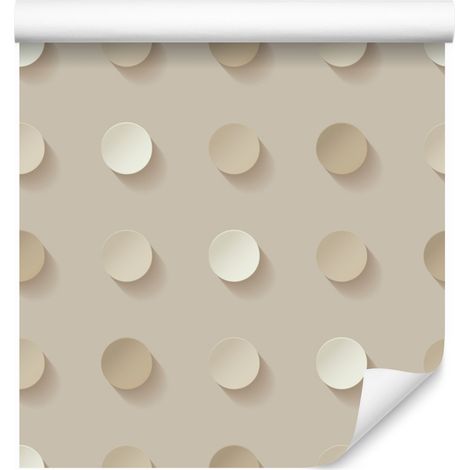 Papier peint à pois beiges avec effet 3D pour salon et chambre 50x1000 (1/5)