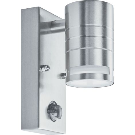 METRO Applique exterieure GU10 led 1LT avec detecteur infrarouge acier inoxydable, verre givré Av GU10 50w 270 Lumens 3000k (1/4)