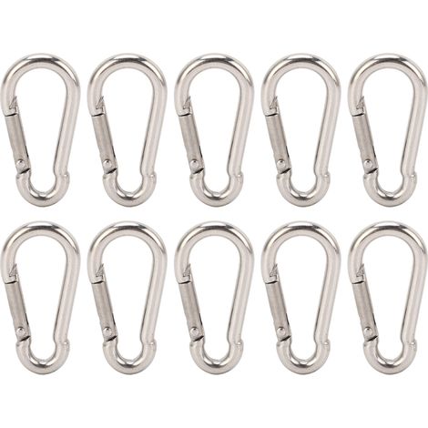 Lot de 10 mousquetons à ressort, attache rapide, en acier inoxydable 304 haute résistance, pour mangeoires à oiseaux, 4 mm (1/5)