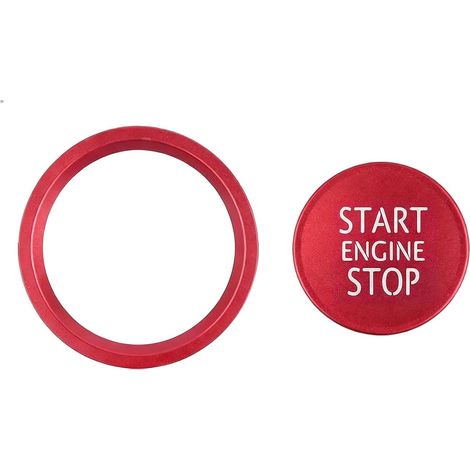 Bouton Start Stop Voiture Rouge en Alliage Aluminium, Cache Décoratif Autocollant pour Bouton Démarrage Moteur Compatible A4 A5 A6 A7 A8 Q5, bouton start stop engine, bouton de starter (1/5)
