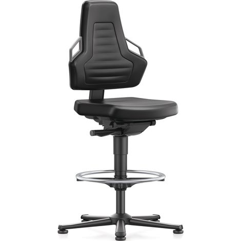Arbeitsdrehstuhl Nexxit Bodengleiter+Fußring Grifffarbe grau Supertec-Gewebe (1/5)