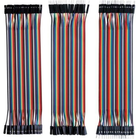 Lot de 120pcs Câbles Dupont Breadboard 28AWG 3 en 1 [40Pin Mâle vers Femelle, 40Pin Mâle vers Mâle, 40Pin Femelle vers Femelle] Longueur 20cm pour Mega modèle de 2560 Nano ou Plaque d'Essai (1/4)