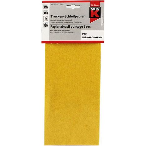 Papier abrasif - Ponçage à sec - Très gros grain P40 - 115mmx280mm - Auto K