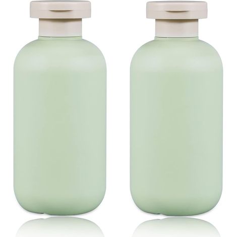 Flacone da viaggio in plastica ricaricabile da 100 ml con tappo a scatto, adatto per crema viso, lozione, shampoo e balsamo (2 pezzi). (1/3)