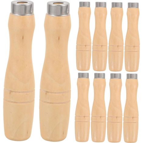 Poignée en Bois pour Lime 10 Pièces, Trou Intérieur 6, 2 Mm Acier Inoxydable, Forme Ergonomique, Contrôle Amélioré, Légère, pour Tournevis et Lime Métal (1/5)