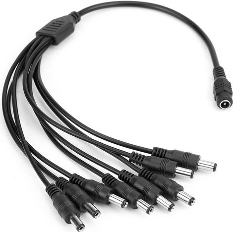 Adaptateur/convertisseur de câble répartiteur d'alimentation CC 12 V (1 femelle vers 8 mâles) pour caméra de vidéosurveillance