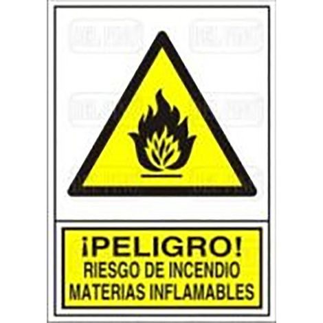 señal 347 plast.420x297''pl.ind.mat.infl'' ­peligro riesgo incendio mat.inflamables