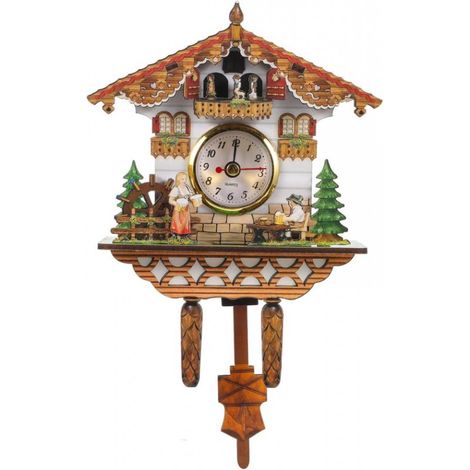 Horloge à coucou traditionnelle, décoration murale, affichage clair, silencieux, en forme de nichoir, idéale pour le salon, le bureau, la chambre ou la maison. (1/5)