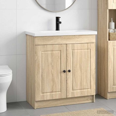 vidaXL Badezimmermöbel-Set Sonoma-Eiche 56 x 37,5 x 81 cm (1/5)