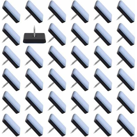 (25x25mm) Lot of 50 Furniture Teflon Glides Sliding Furniture Pads with Nails Nail-on Chair Pads (1/4)