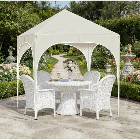 Tonnelle pliante de jardin avec parois amovibles, toit anti-UV et imperméable, hauteur réglable, 2 x 2 m, beige (1/5)