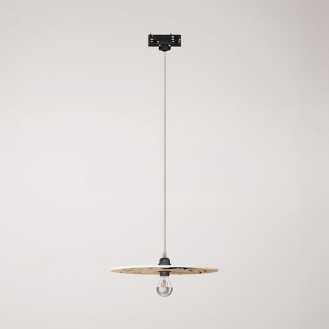 Creative Cables - Candeeiro suspenso de calha com abajur de madeira UFO de dupla face -lâmpada incluída