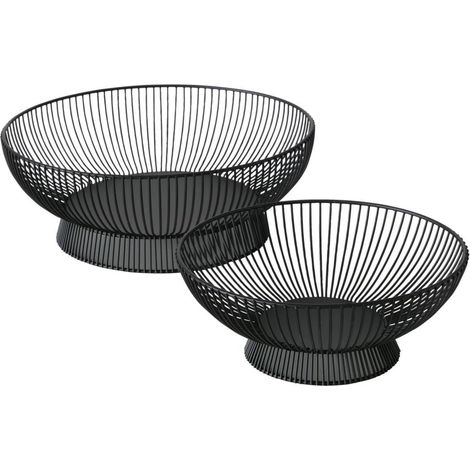 Obstkörbe aus Metall BALU, 2er-Set, schwarz