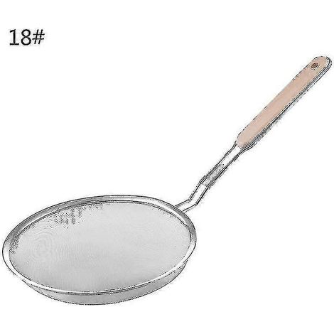 Cuillère à égoutter avec manche en bois acier inoxydable de qualité alimentaire passoire pâtes (1/5)
