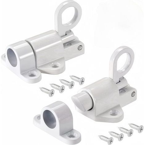 Set di 2 serrature a molla di sicurezza per porte, in lega di alluminio con viti, adatte a porte in legno, finestre e ante di armadi (bianche). (1/4)