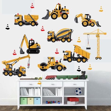 Sticker mural décoratif représentant un tracteur, idéal pour la table de chevet. (1/4)