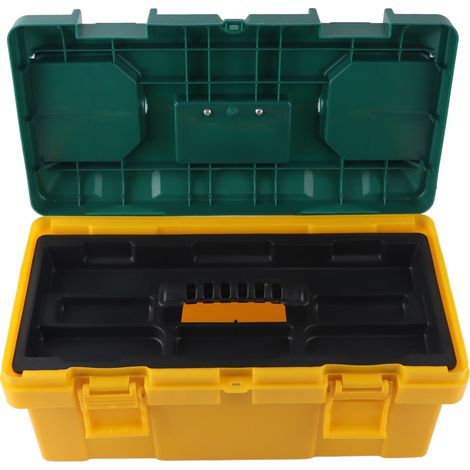 Coffre de rangement jaune-vert, caisse à outils électrique, mallette portable pour voiture (emballage bulle inclus par le fournisseur), 19 pouces. (1/5)