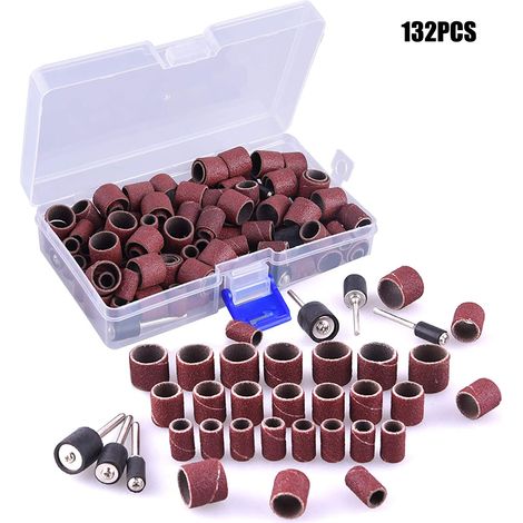 Ensemble de 132 forets, manchons de ponçage, kit pour ponceuse à tambour avec 120 manchons de ponçage et tambour de ponçage de 12 pièces pour outil de tournage (1/5)